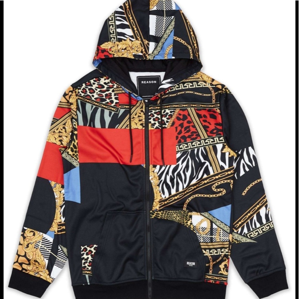 Reason brand nyc “cross cut “ zip hoodie size M